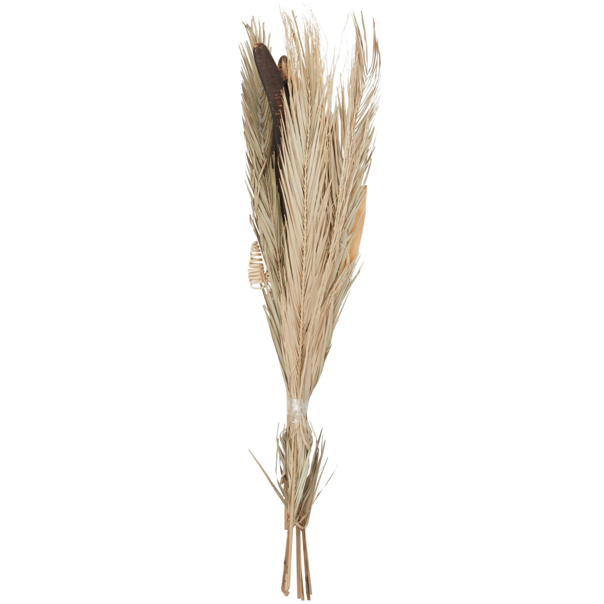 62" Beige Dried Plant Assorted Bouquet Palm Leaf Natural Foliage with Branch Accents